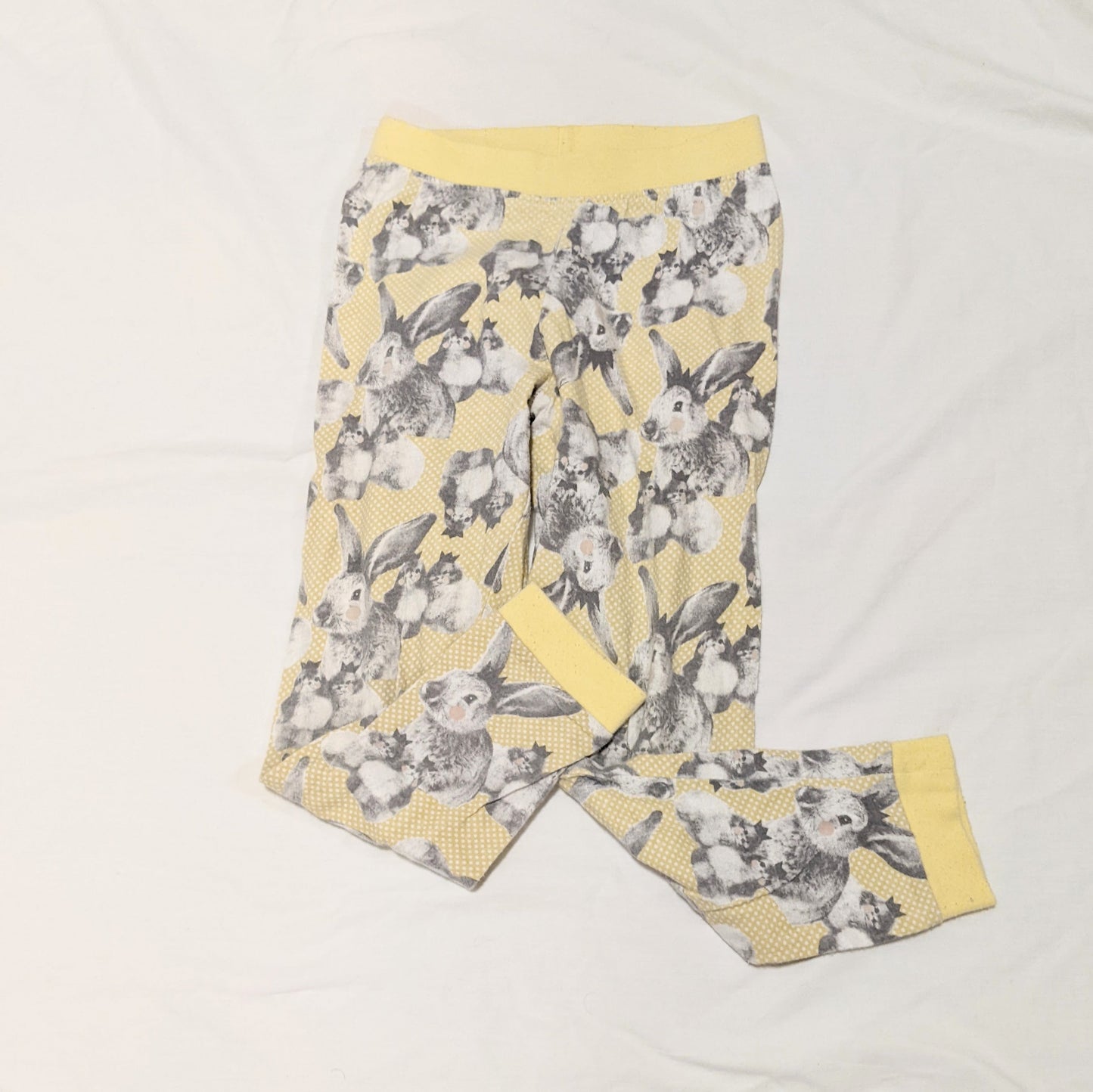 Yellow polkadot bunny print casual leggings - size 5
