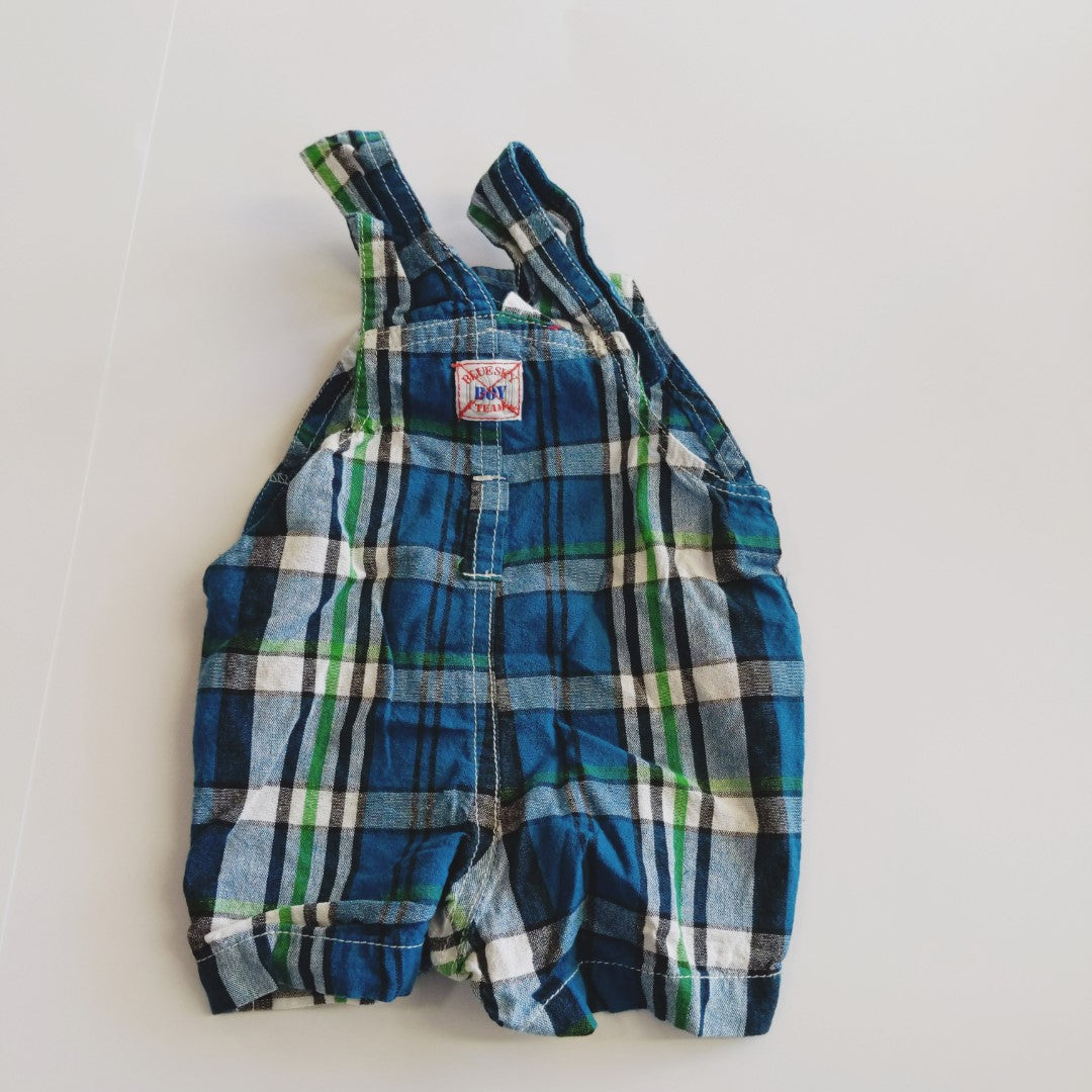 Blue checkered overalls - size 000