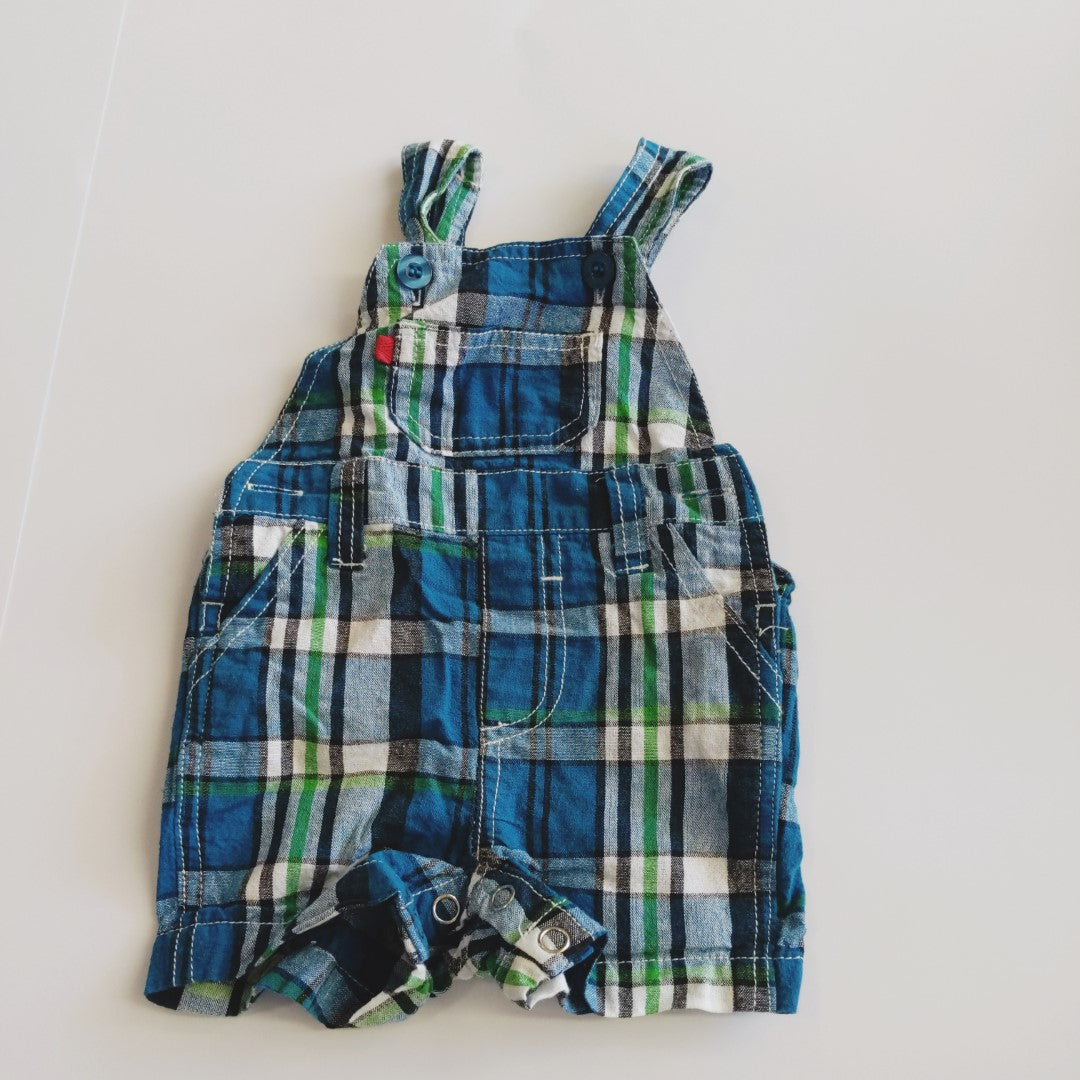 Blue checkered overalls - size 000