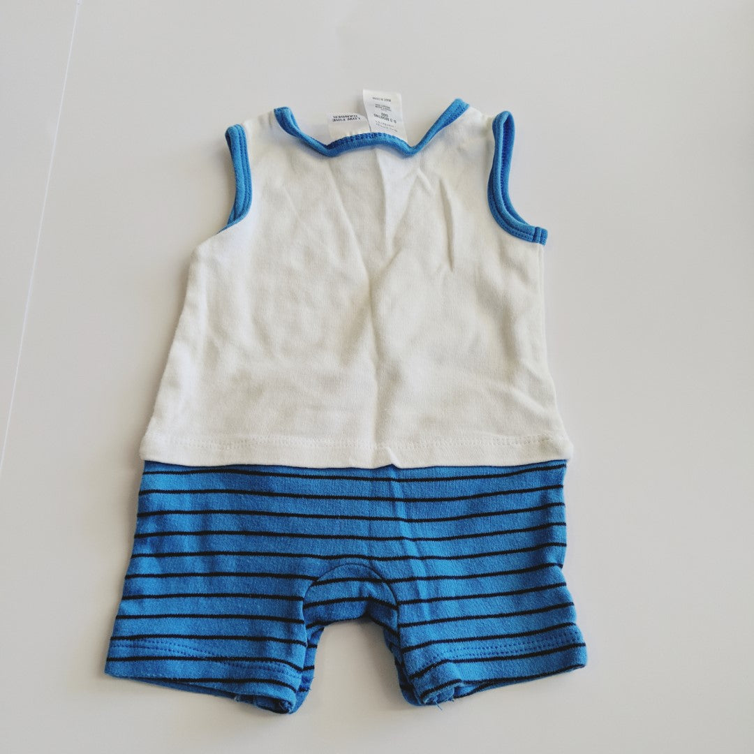 Blue and green frog romper - size 000