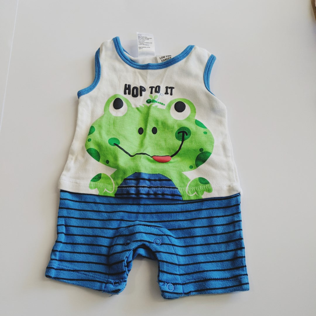 Blue and green frog romper - size 000