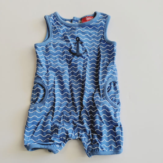 Blue ocean anchor romper with pockets - size 000