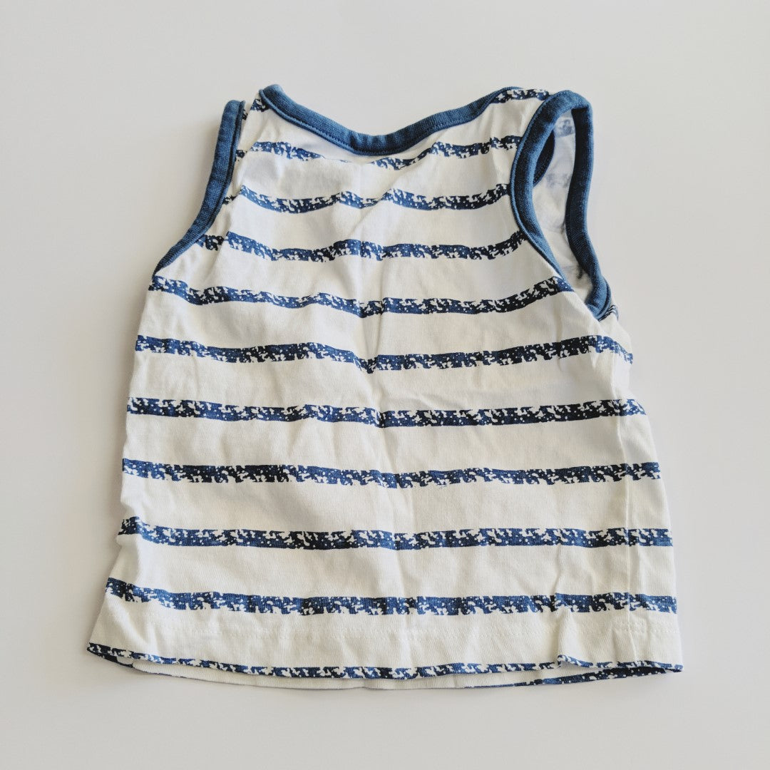 Blue and white stripey singlet top - size 000