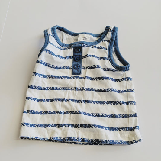 Blue and white stripey singlet top - size 000