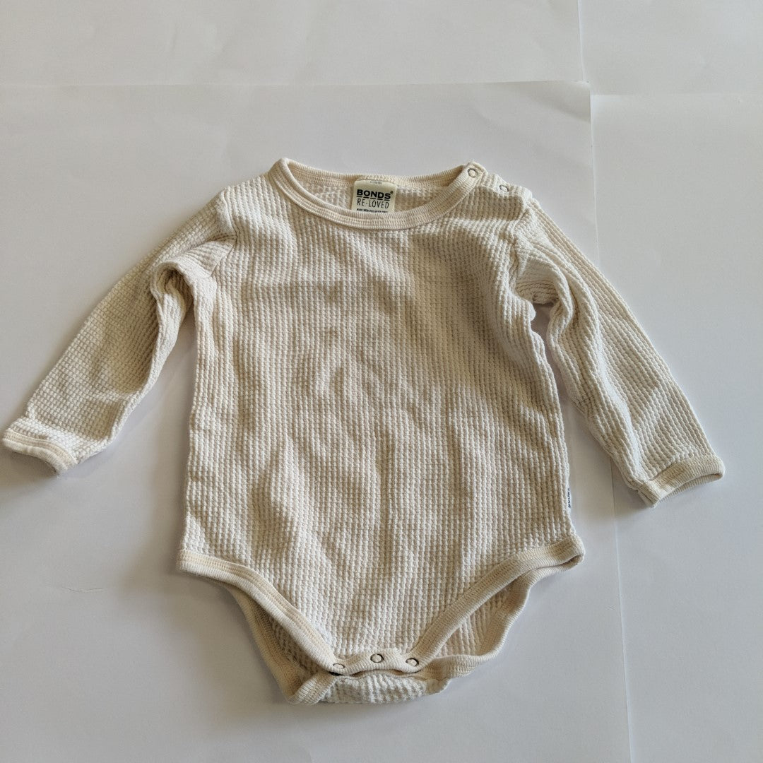 Bonds cream re-loved long sleeved bodysuit - size 0