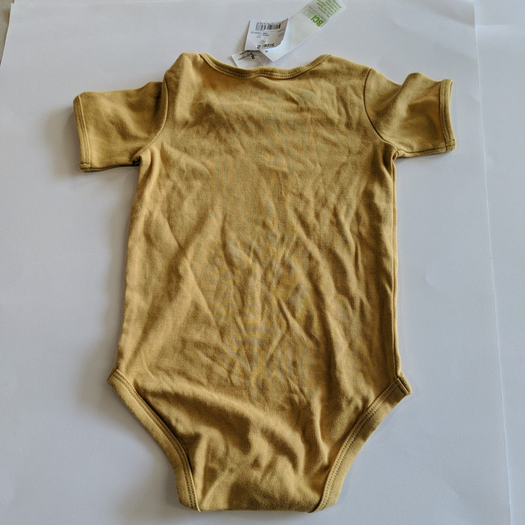 Mustard yellow sun and birds bodysuit - BNWT - size 2