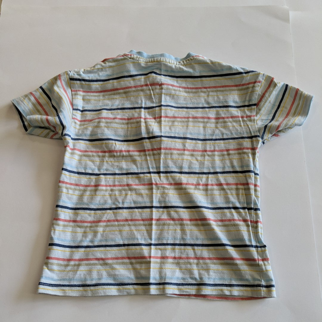 Pale blue stripey T-shirt - size 3