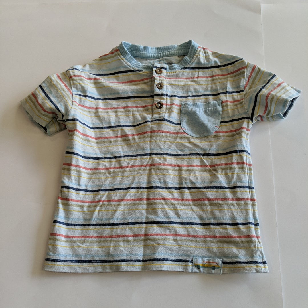 Pale blue stripey T-shirt - size 3