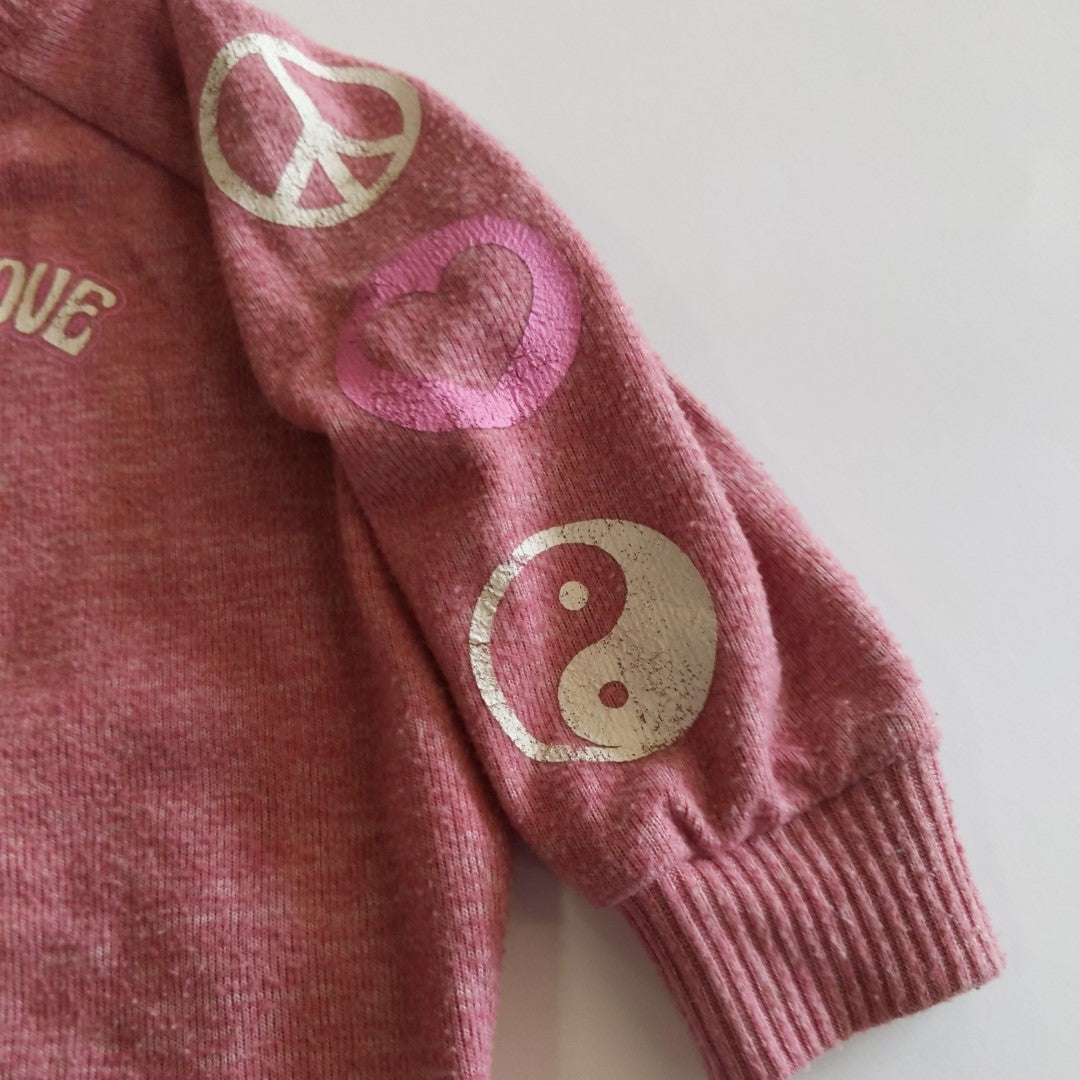 Pink peace and love knit jumper - size 2