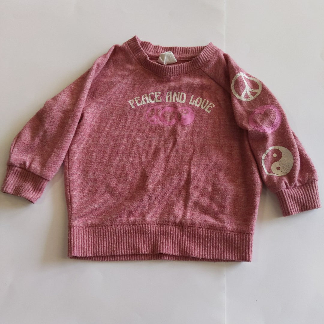 Pink peace and love knit jumper - size 2