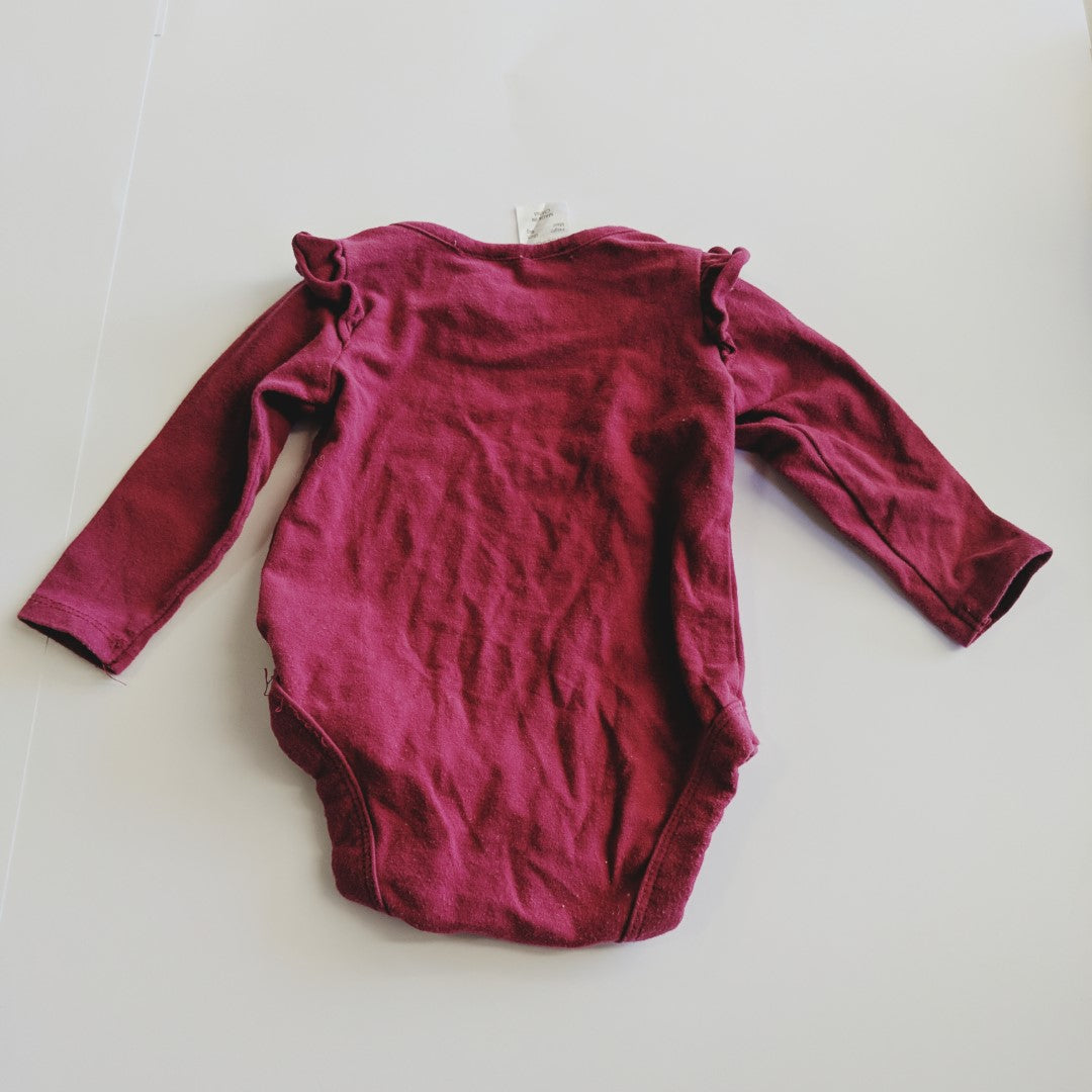 Purple frilly long sleeve bodysuit - size 00