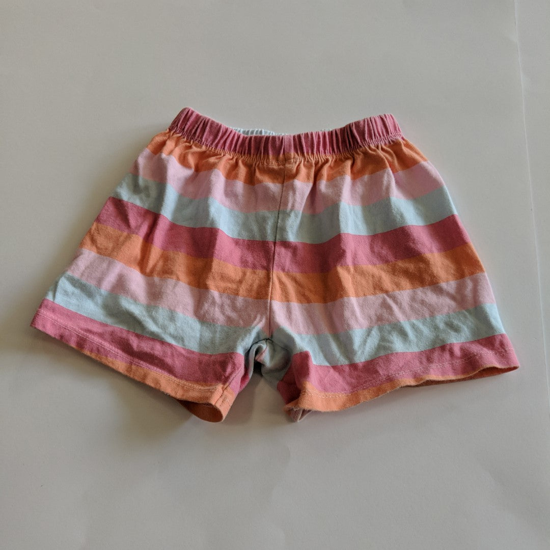 Stripey pink and orange shorts - size 2