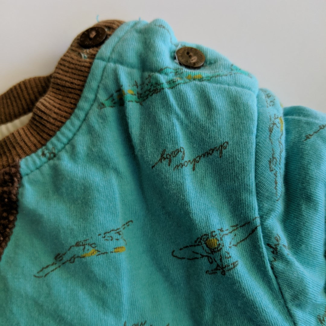 Teal blue warm aeroplane jumper - size 3