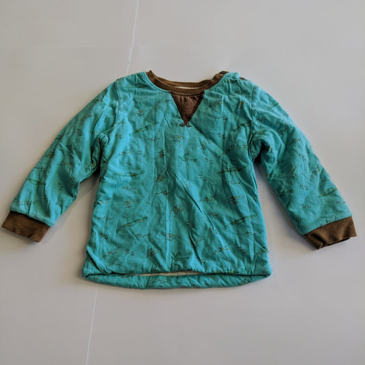 Teal blue warm aeroplane jumper - size 3