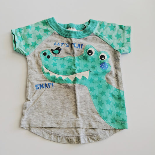 Teal and grey crocodile T-shirt - size 000