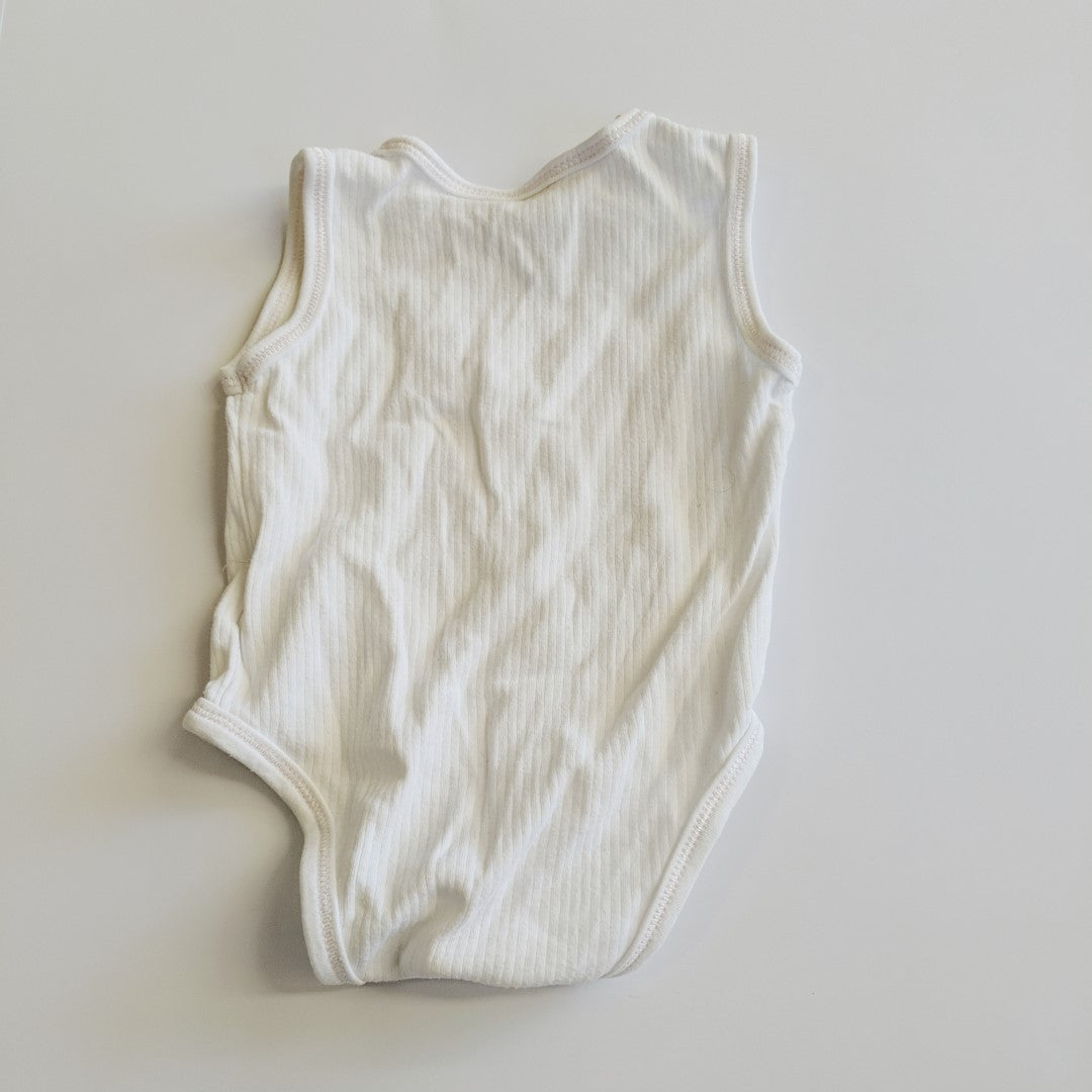 White and pale pink ribbed bodysuit - size 000