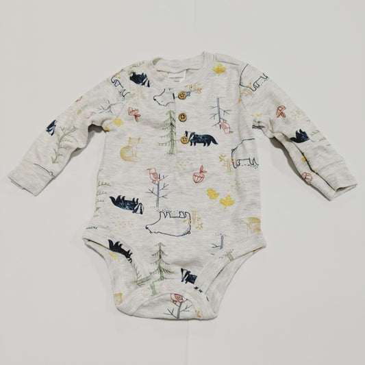 Woodland animals long sleeved bodysuit - size 000