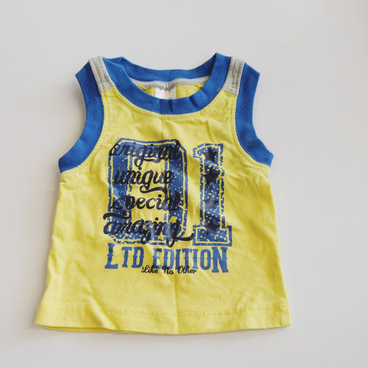 Yellow and blue 01 Ltd Edition singlet top - size 000