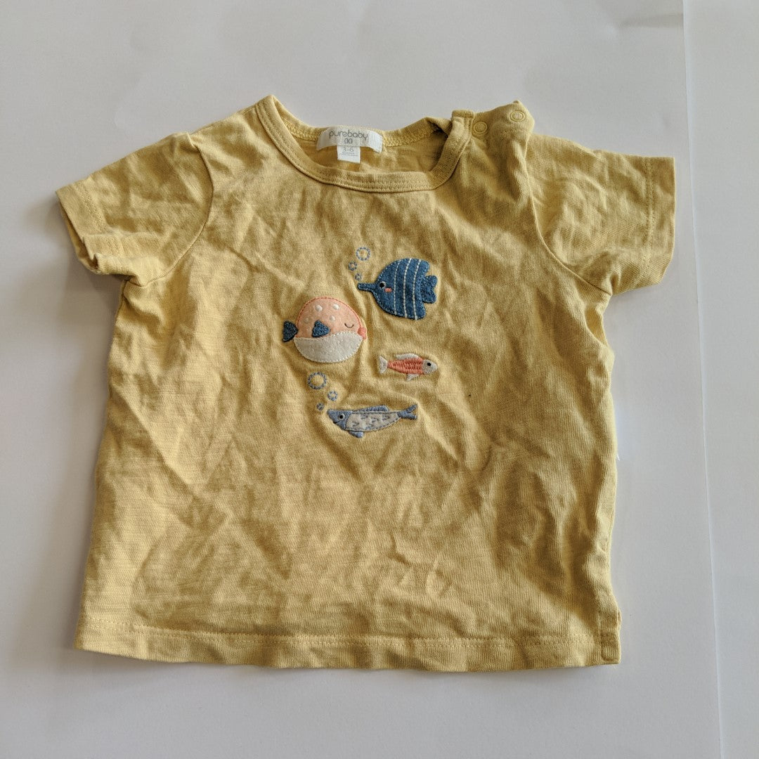 Yellow embroidered fish T-shirt - size 00