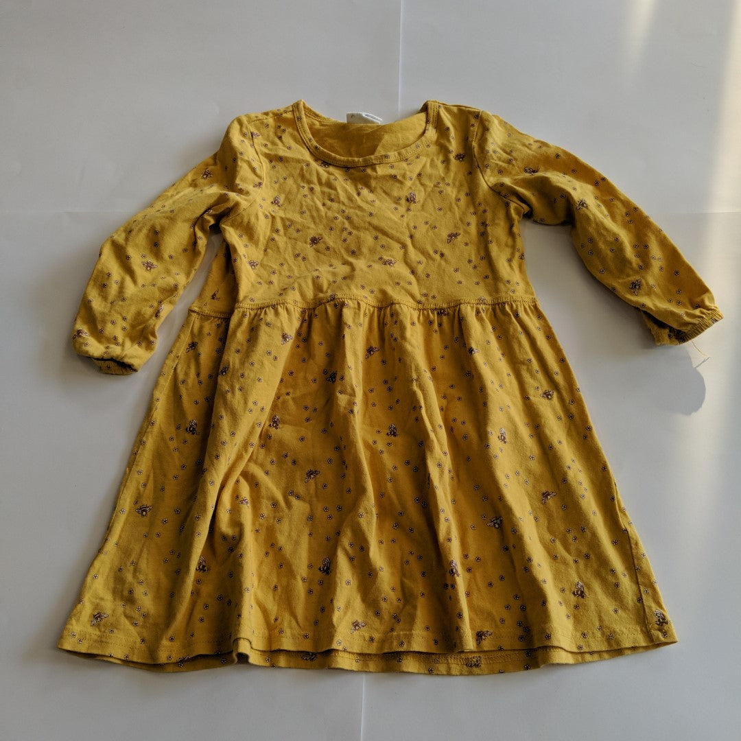 Yellow flowery bee dress - size 4