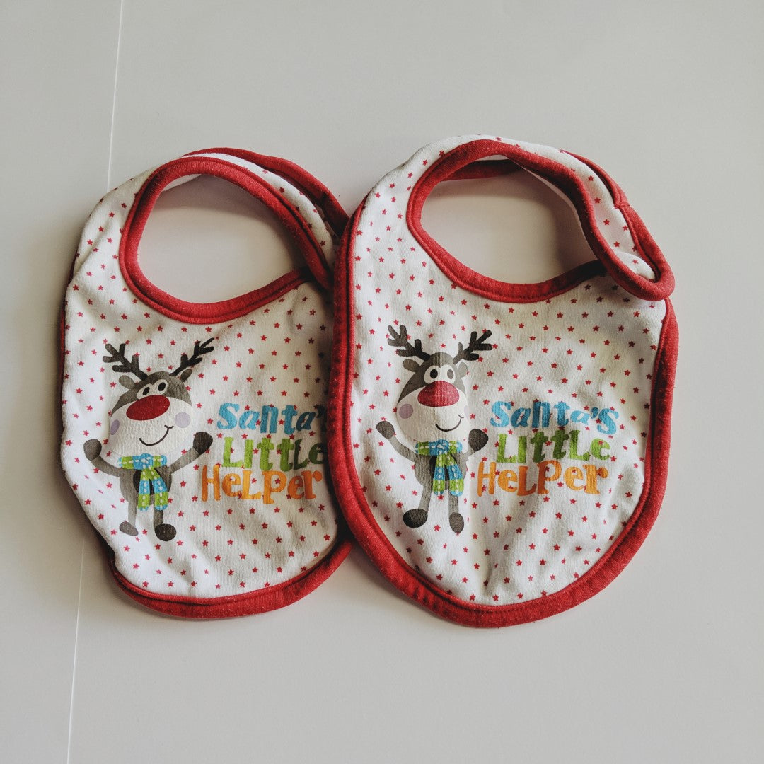 2x Santa's little helper drool bibs - size 000