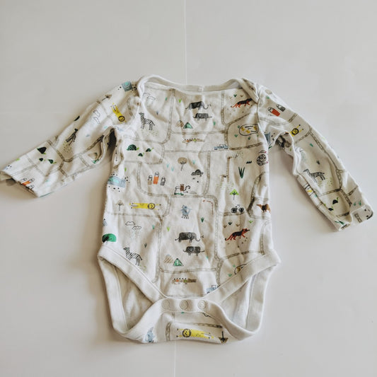 Animals and road print long sleeved bodysuit - size 0