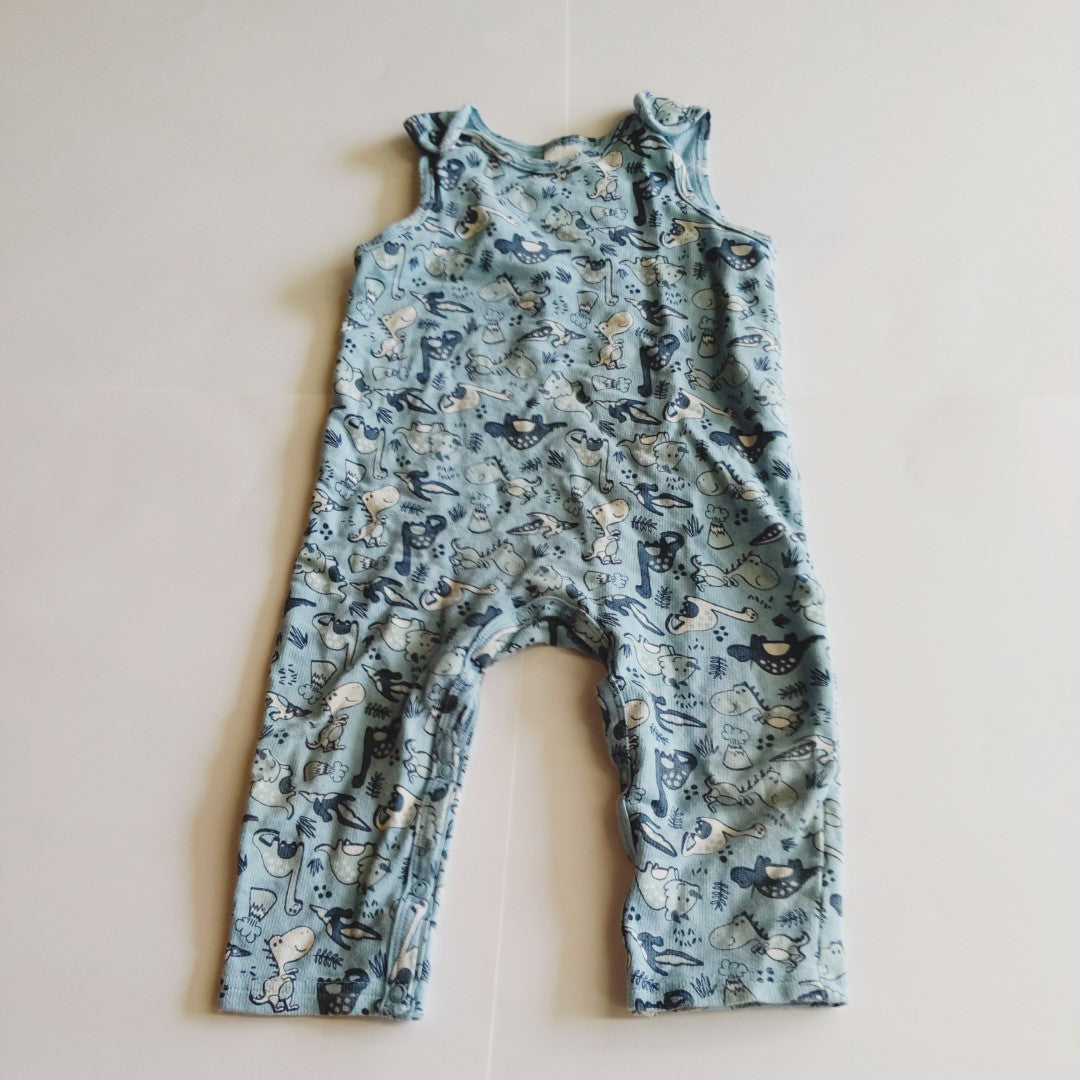 Blue dinosaur long overalls - size 1