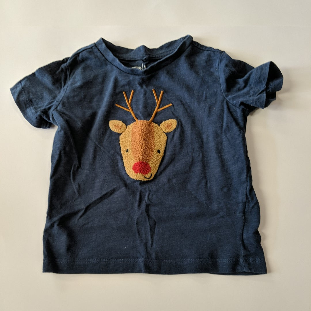 Blue reindeer T-shirt - size 1