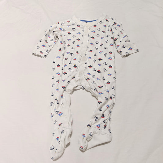 Boat pattern footed onesie - size 0