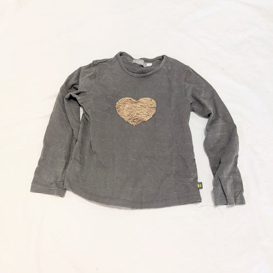 Boboli glittery sequin heart long sleeved shirt - size 5