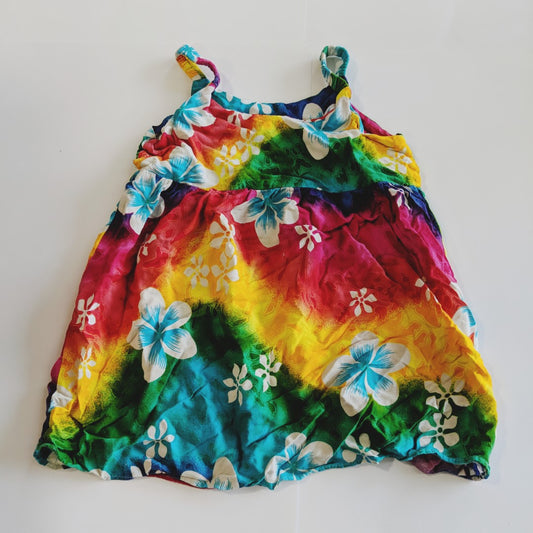 Bright rainbow hawaiian dress - size 4