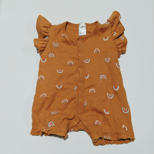 Brown rainbow frilly romper - size 1