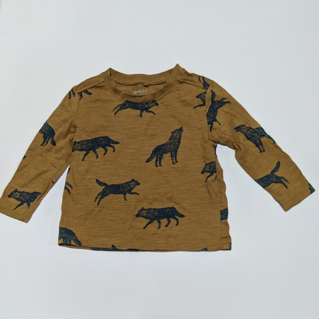 Brown wolf shirt - size 1