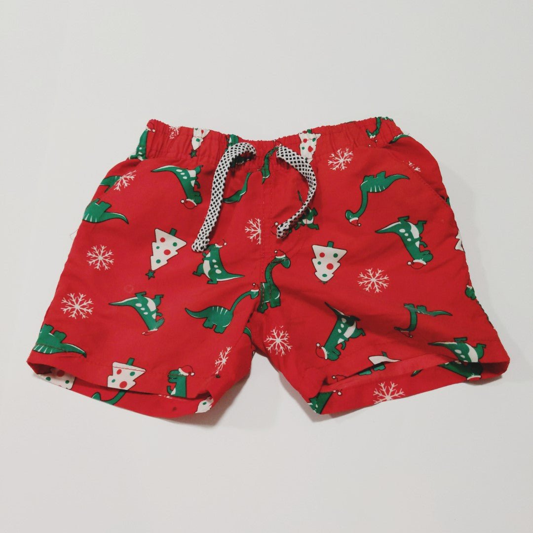 Christmas dinosaur boardshorts - size 3