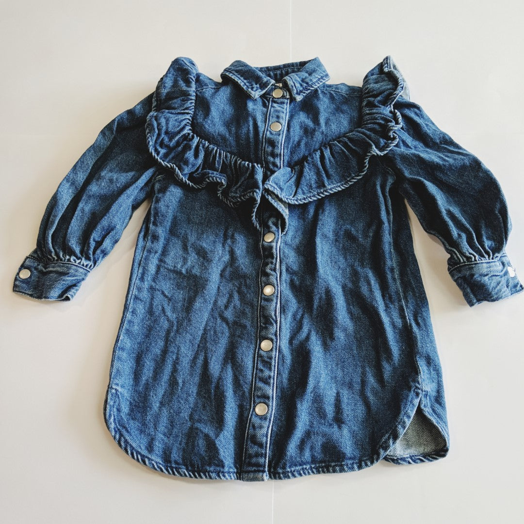 Denim button up dress - size 2