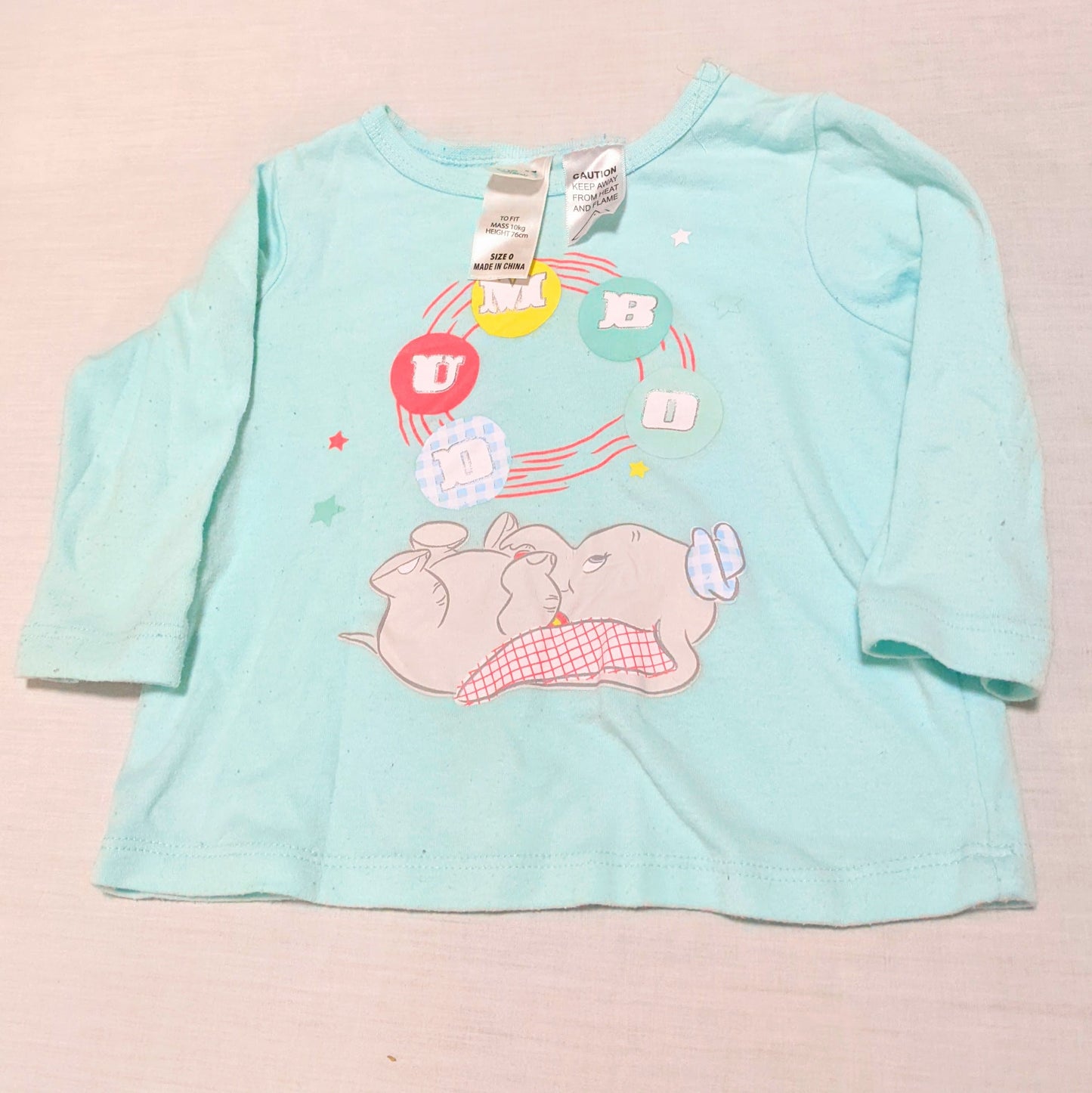 Disney Dumbo teal long-sleeve shirt - size 0