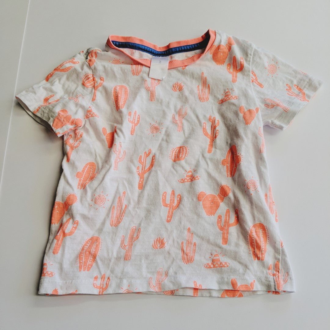 Fluro orange cactus shirt - size 2