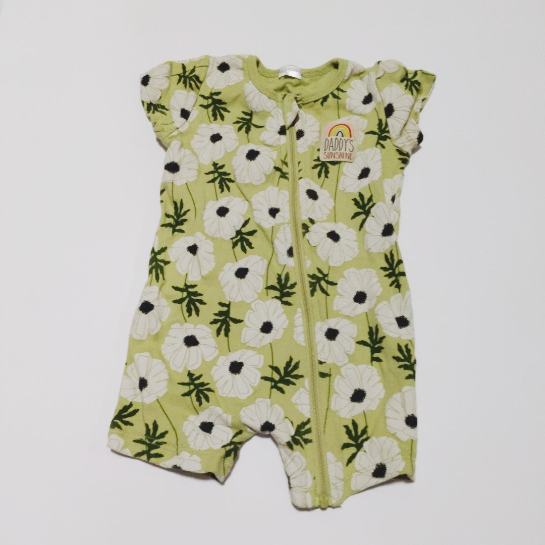 Green flowery romper - size 0