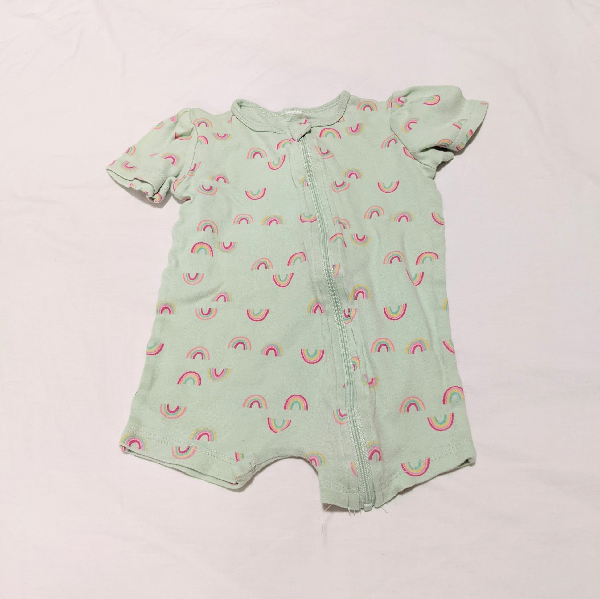 Green rainbow romper - size 0