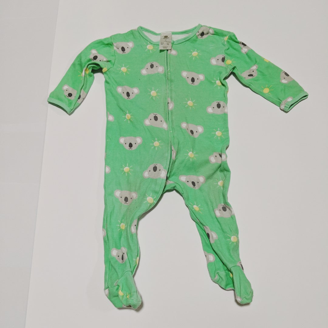 Green sunny koala footed onesie - size 0