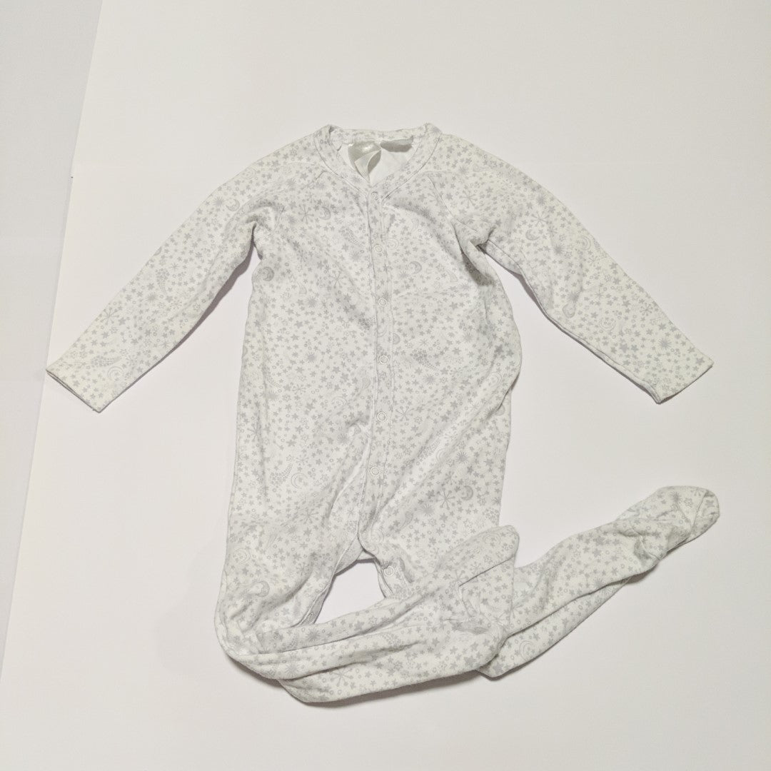 Grey starry moon footed onesie - size 1