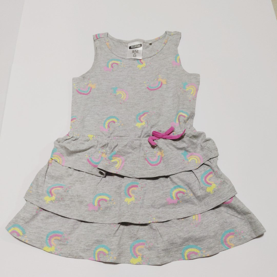 Grey unicorn/rainbow dress - size 4