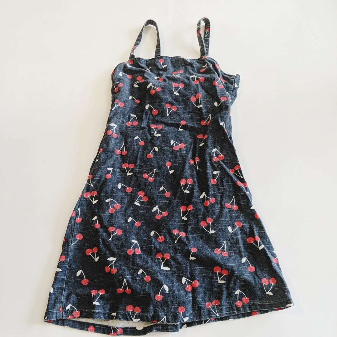 Navy blue cherry print dress - size 10