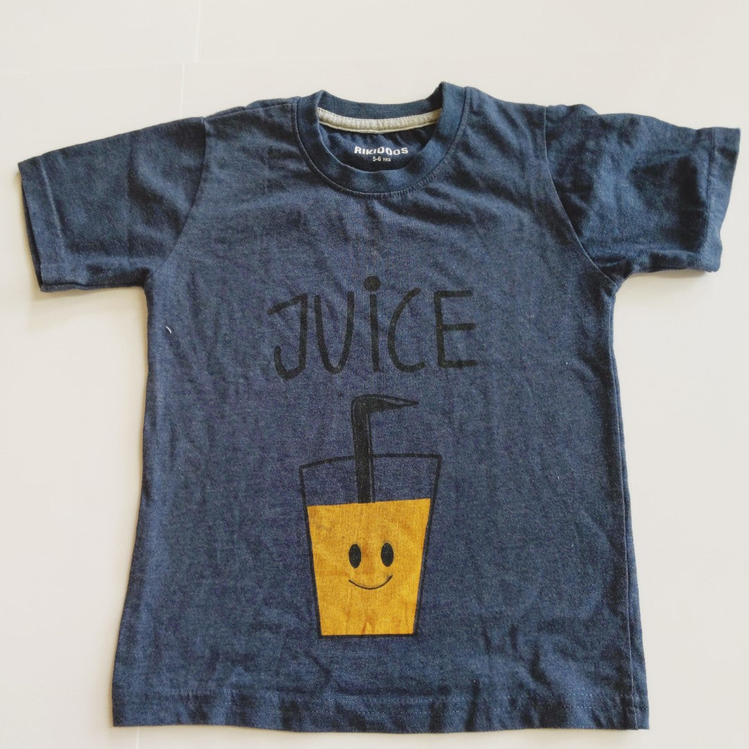 Navy orange juice T-shirt - size 6