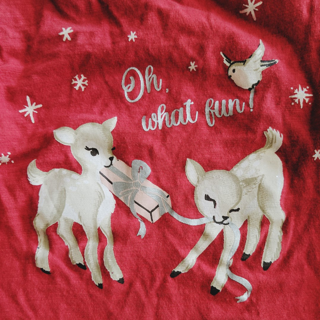 Oh what fun red Christmas deer shirt - size 00