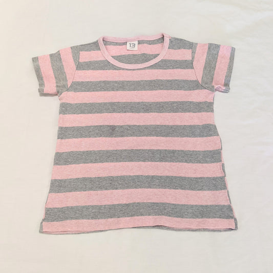 Pink & grey stripey T-shirt - size 13