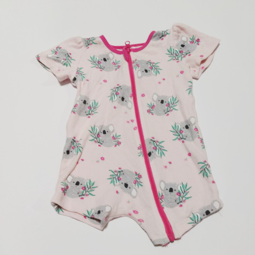 Pink koala romper - size 00