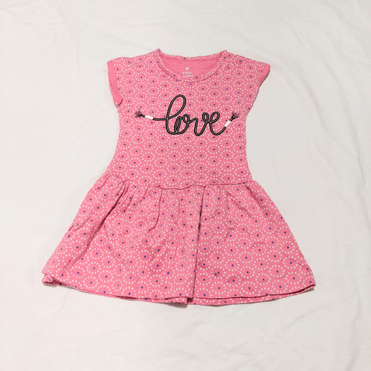 Pink 'Love' spotty dress - size 3