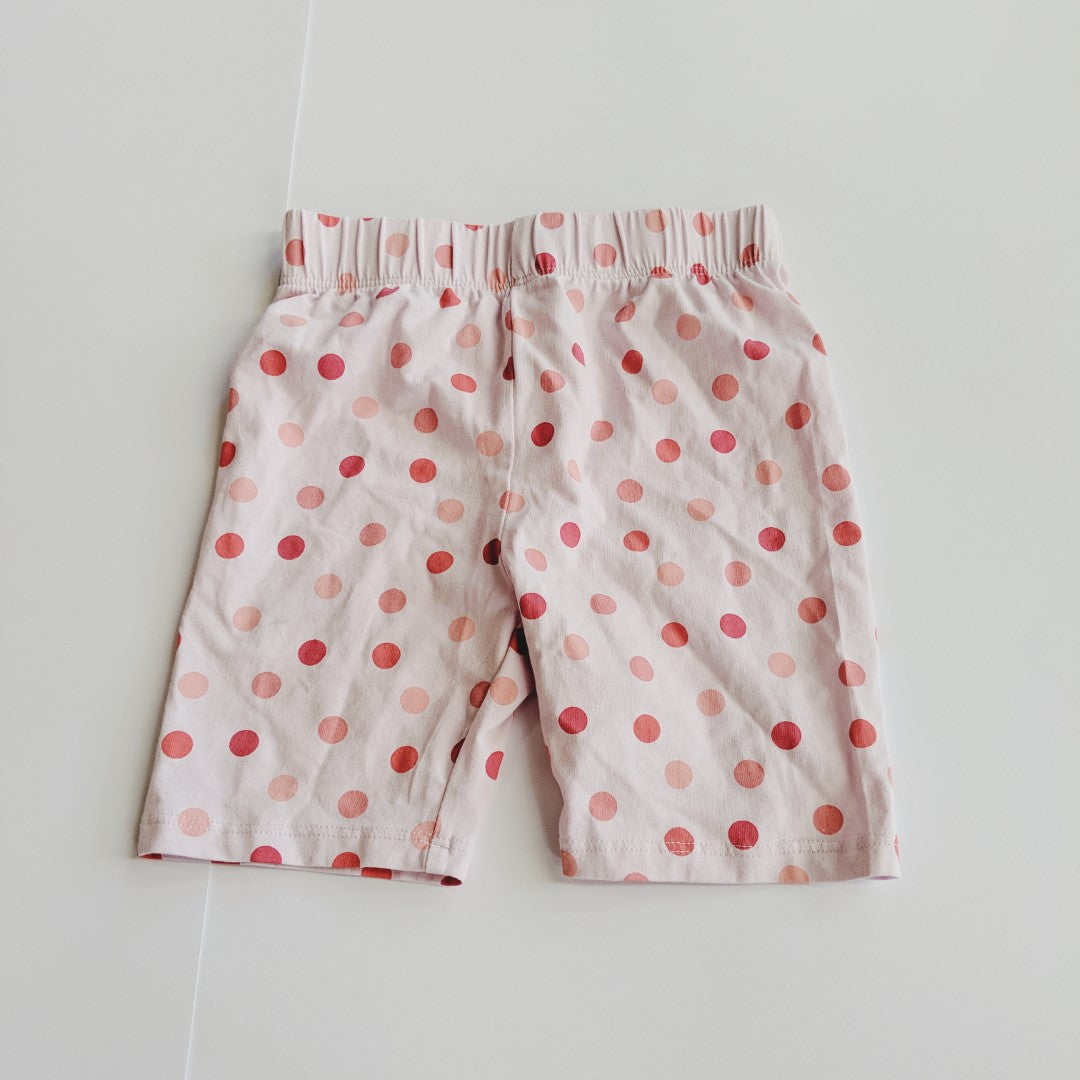 Pink spotty bike shorts - size 6