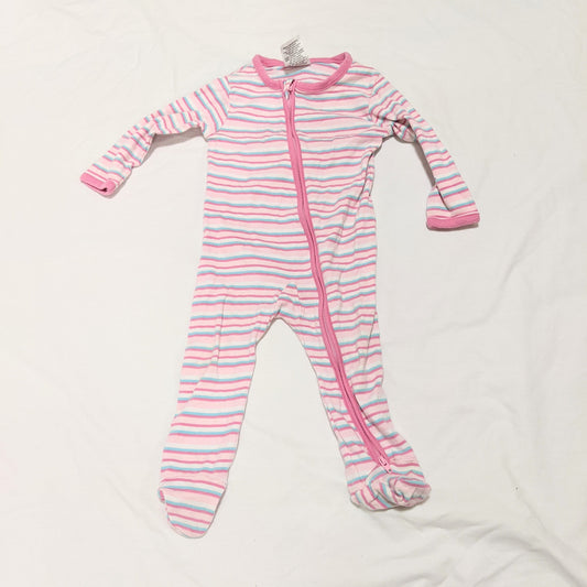 Pink stripey footed onesie - size 0